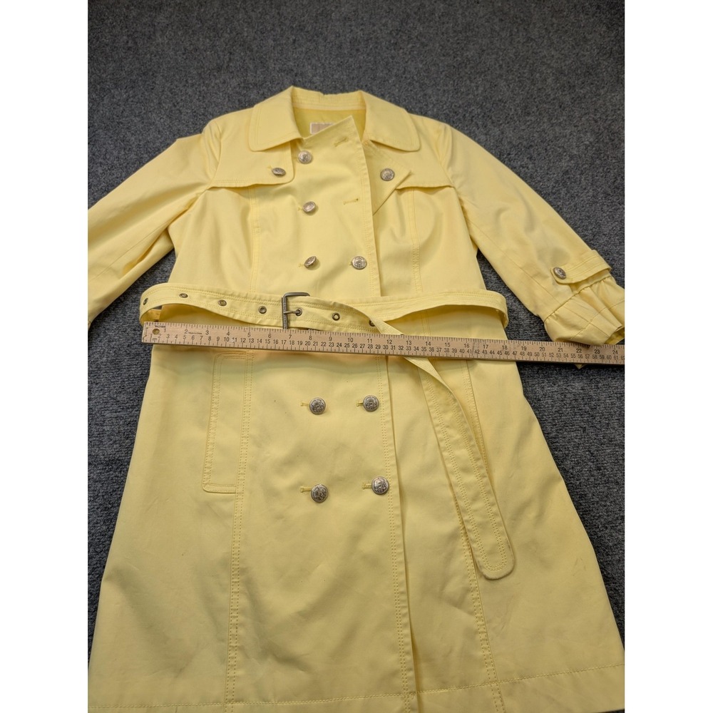 MICHAEL Michael Kors Coat Womens M Yellow Trench Belted 3/4 Sleeve Button Front - Picture 4 of 8